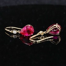2Ct Pear Cut Lab-Created Ruby Women Drop Dangle Earrings 14k Yellow Gold... - £108.71 GBP