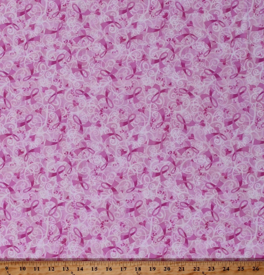 Cotton Cancer Awareness Pink Ribbons Cancer Fabric Print by the Yard D68... - $12.95