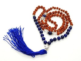 Lapis Lazuli Necklace Mala Buddha Crystal Rudraksha Rosary Beads Jewellery - £9.57 GBP