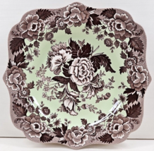 Spode Blue Room Garden Collection 9&quot; Square Fancy Plate Brown Mint Dish England - £36.27 GBP
