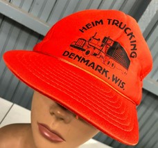 Safety Orange Heim Trucking Big Rig Trucking VTG Snapback Baseball Cap Hat  - £13.84 GBP