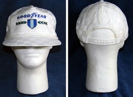 Vintage 80&#39;s Goodyear Checkerboard Snapback Baseball Hat White Embroider... - $29.65