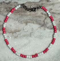 Pink and White Seed Bead Anklet with Lobster Clasp - $5.99