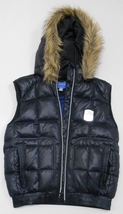 ADIDAS Womens Down Feather Removable Hooded VEST Full Zip Black Ski Streetwear S - £101.60 GBP