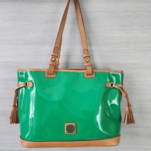 Dooney &amp; Bourke Double Strap Shoulder Tassel Bag Green Patent Leather Purse - £136.33 GBP