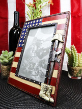 Western Stars USA Flag Fallen Soldier Boots Rifle Helmet Picture Frame 5... - $24.99