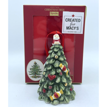 Spode Ornament Porcelain Christmas Decorated Tree 3.75&quot; Original Box Macys - $12.88