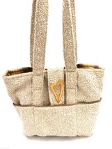 Bag Lady Original Purse Tote Shopper Bag Pockets Gold Metallic Heart Ivory - £34.62 GBP