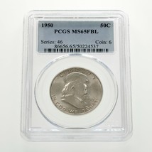 1950 50C Franklin Demi Dollar Classé Par PCGS Comme MS65 Fbl - £208.84 GBP