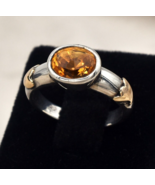 Vintage Yellow Citrine Cut 18k Gold 925 Silver Unisex Men Women Victoria... - €123,78 EUR