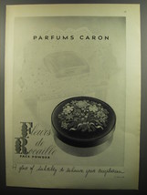 1951 Caron Fleurs de Rocaille Face Powder Ad - Parfums Caron - $18.49