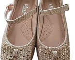 Girls Mary Jane Dress Shoes - GOLD Glitter ~ Low Heel ~ Bow Accent Size ... - $23.38