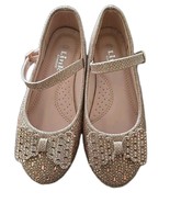 Girls Mary Jane Dress Shoes - GOLD Glitter ~ Low Heel ~ Bow Accent Size ... - $23.38