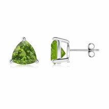 ANGARA Natural Peridot Stud Fine Earrings in Sterling Silver (Size-8mm) - £155.34 GBP+