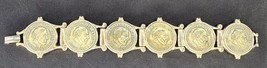 Vintage PAOLO GUCCI 6 Coin Style Bracelet Gold Tone Rare Paolo Artficei Creatus - £212.55 GBP
