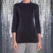 $185 Hugo Boss Top Small Black Mock Neck Subtle Shimmer Sparkle Shirt Exquisite - $122.51