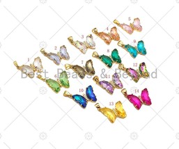 Colorful Glass Quartz Butterfly Charm, Butterfly Pendant, Necklace Bracelet - £2.76 GBP