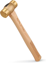 REAL STEEL Drop Forged Solid Brass Non-Sparking Hammer 20 Oz, Hickory Wood Handl - £24.83 GBP