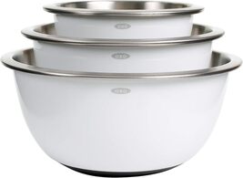OXO Good Grips 3-Piece Stainless-Steel Mixing Bowl Set White New - $52.95