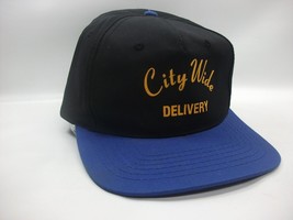 City Wide Delivery Hat Black Blue Spell Out Script Snapback Baseball Cap - $19.99