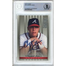 Chipper Jones Auto 1997 Studio Atlanta Braves Autograph Baseball Card BAS Slab - £117.15 GBP