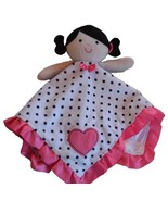 Okie Dokie Plush Girl Doll Pink Black Polka Dot Lovey Baby Security Blan... - $14.52