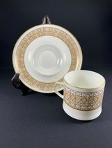 Retired Mikasa Lacerna Cup &amp; Saucer Set Bone China Gold Silver Green-8 A... - £6.12 GBP