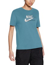 Nike Womens Sportswear Cotton Heritage T-Shirt,Cerulean/Lt Zitron/White,Large - £34.99 GBP