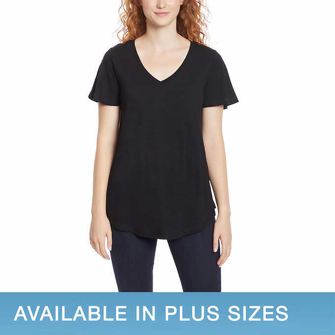 Primary image for Jessica Simpson Ladies' Size Medium, V-Neck Flutter Sleeve Tee, Black