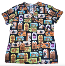 Scrubstar Woodland Friends Squirrel Road Trip Size XS Scrub Shirt Nurse Vet Tech - £15.73 GBP