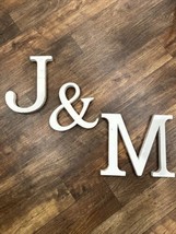 Letters M J &amp; White Wooden Hanging Wall Decor Lot of Three 12” Tall - $19.99