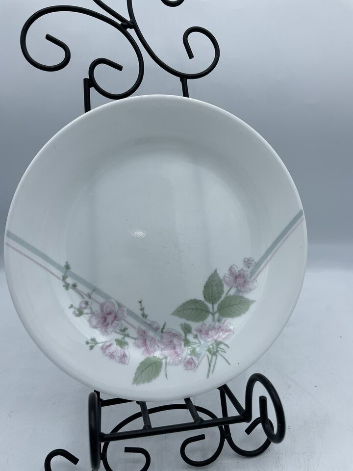 Vintage Corelle VERANDA SALAD PLATES Pink Flowers Green Leaves 7 1/4&quot; Ex... - $4.94