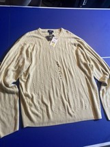 Dockers Sweater XL Maize Marl 100% Cotton Long Sleeve Crew Neck Cozy Ext... - $21.77