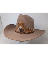 Vintage Morris West Original Cowboy Hat Western Wool Felt Feather Men&#39;s ... - £77.89 GBP