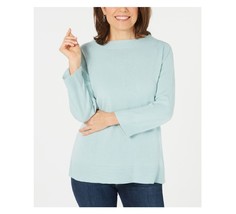 Karen Scott Womens S Aquifer Teal Long Sleeve Boat Neck Luxsoft Sweater NWT AF10 - £15.53 GBP