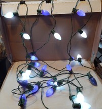 Christmas Lights Vintage String 25ft 60&#39;s Style 25ea Blue Solid Color Bulbs 265V - £23.57 GBP