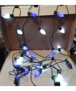 Christmas Lights Vintage String 25ft 60&#39;s Style 25ea Blue Solid Color Bu... - £23.63 GBP