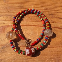 Himalayan Crystals, Chevron &amp; Tibetan Red Agate Dzi Spiritual Amulet necklace - £95.34 GBP