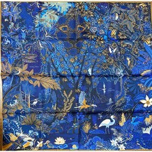 Hermes Scarf Wild Singapore by Alice Shirley 90 cm Silk blue Carre lion 35&quot; - £913.91 GBP