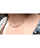 Paperclip Necklace, 18k Gold Paperclip Choker, Dainty Link Chain Necklace - £10.94 GBP