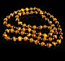Vintage TigerEye necklace - 28&quot; long - tiger eye beads - anniversary gift - Chin - £75.84 GBP