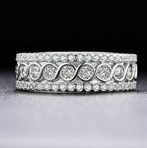 Anniversary Band 1.50Ct Round Diamond Ring Wedding Ring 14k White Gold Size 8.5 - £220.49 GBP