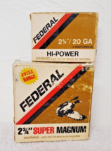 2- Vintage Federal Super Magnum 12 Gauge &amp; Hi Power 20 Gauge Empty Ammo Box ONLY - £58.05 GBP