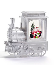 Silver LED Train Water Lantern and Projector 6.63" High with Snowmen and Glitter image 1