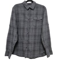 Woolrich Modern Fit Grey Plaid Flannel Men Large Gorpcore Grunge Cotton ... - $24.99