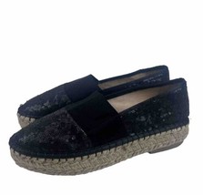 J/Slides NYC Casual Slip On Loafers Flats Shoes Size 7 Black Sequin Espadrilles - £13.97 GBP