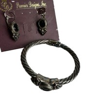 TIME SQUARE Retired Premier Designs hinged Bow Bracelet Earrings Set - £35.03 GBP