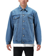 Men’s Classic Blue Button Up Casual Jean Cotton Denim Trucker Jacket - L - $57.93 CAD
