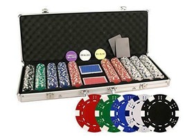 DA VINCI 500 Piece 11.5 gr Poker Chip Set w/Case &amp; Playing Cards (Dice Striped) - £52.27 GBP