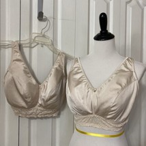 Rhonda Shear Bra Sz 1X Wireless Lightly Padded Beige Set of 2 Comfort Wide Strap - £13.05 GBP